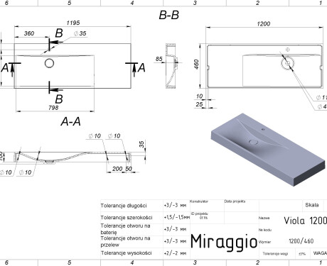 VIOLA 1200 L MIRASOFT mosdó