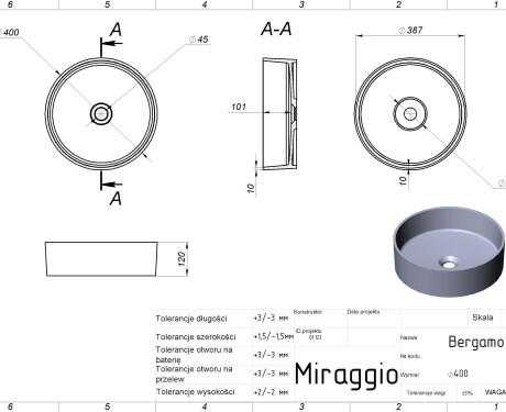 BERGAMO MIRASOFT mosdó