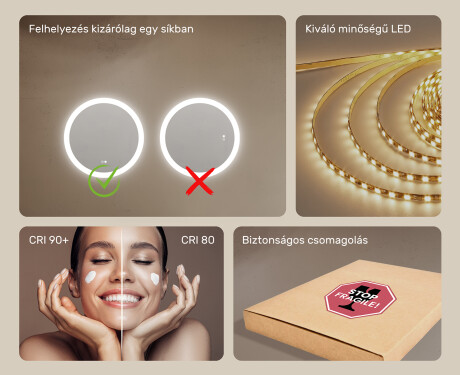 Kerek fürdőszobai tükrök LED világítással  - Dual color, Érintőkapcsoló, Tükörpárátlanító Fűtőfólia #6