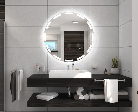 Ledes kerek fürdőszoba akkumulátor tükör L121 #5