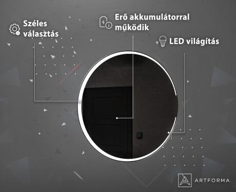 Kerek fürdőszoba akkumulátor tükör L123 #4