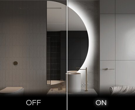 Elegáns LED Félkör alakú Tükör - Fürdőszobába A221 #3