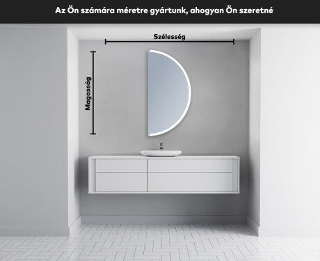 Elegáns LED Félkör alakú Tükör - Fürdőszobába A222 #5