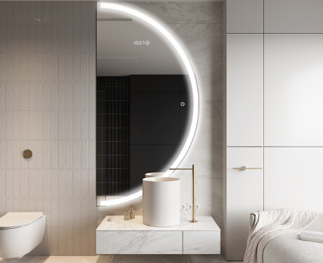 Elegáns LED Félkör alakú Tükör - Fürdőszobába A222 #9