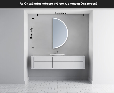 Elegáns LED Félkör alakú Tükör - Fürdőszobába A222 #4