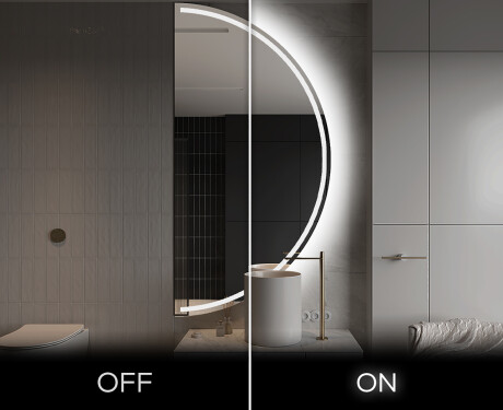 Elegáns LED Félkör alakú Tükör - Fürdőszobába A223 #3