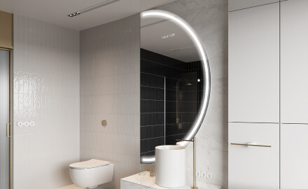 Elegáns LED Félkör alakú Tükör - Fürdőszobába A223
