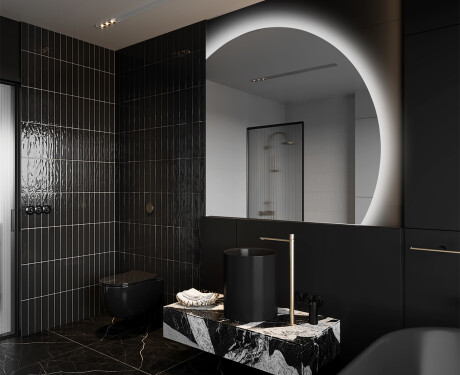 Elegáns LED Félkör alakú Tükör - Fürdőszobába Q221