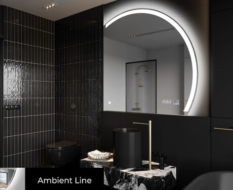 Elegáns LED Félkör alakú Tükör - Fürdőszobába Q222 #3