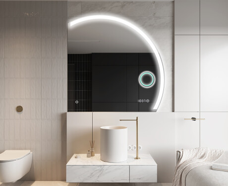 Elegáns LED Félkör alakú Tükör - Fürdőszobába Q222 #10