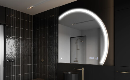 Elegáns LED Félkör alakú Tükör - Fürdőszobába Q222