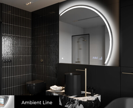 Elegáns LED Félkör alakú Tükör - Fürdőszobába Q223 #3