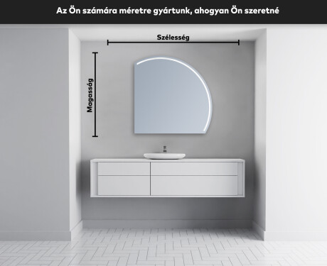 Elegáns LED Félkör alakú Tükör - Fürdőszobába Q223 #4