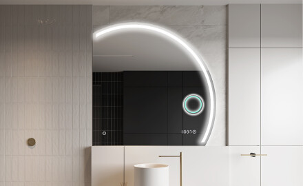 Elegáns LED Félkör alakú Tükör - Fürdőszobába Q223