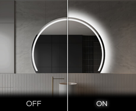 Elegáns LED Félkör alakú Tükör - Fürdőszobába W223 #3