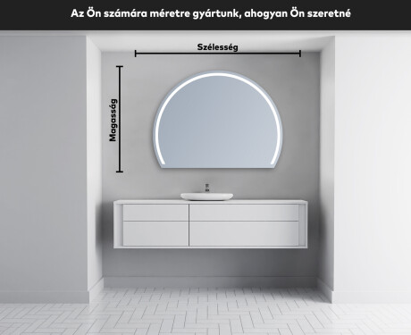 Elegáns LED Félkör alakú Tükör - Fürdőszobába W223 #4