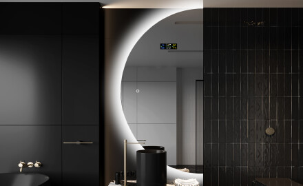 Elegáns LED Félkör alakú Tükör - Fürdőszobába D221