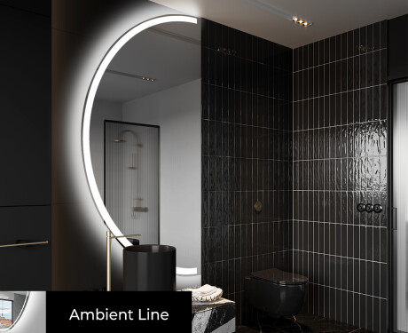 Elegáns LED Félkör alakú Tükör - Fürdőszobába D222