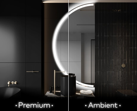 Elegáns LED Félkör alakú Tükör - Fürdőszobába D222