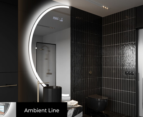 Elegáns LED Félkör alakú Tükör - Fürdőszobába D222 #3