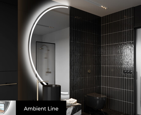 Elegáns LED Félkör alakú Tükör - Fürdőszobába D223