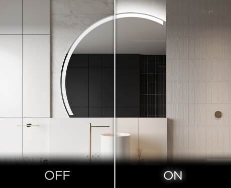 Elegáns LED Félkör alakú Tükör - Fürdőszobába X222 #3