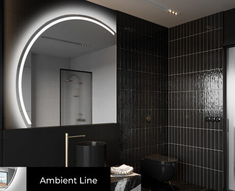 Elegáns LED Félkör alakú Tükör - Fürdőszobába X223