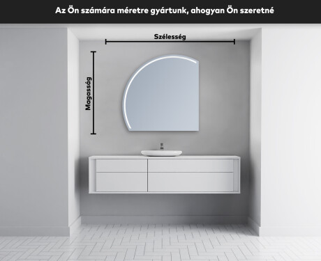 Elegáns LED Félkör alakú Tükör - Fürdőszobába X223 #4