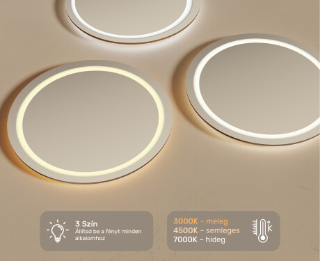 Fürdőszoba Tükör Világítással LED 80cm hideg LED színnel 7000K, meleg színnel 3000K vagy semleges színnel 4500K #3