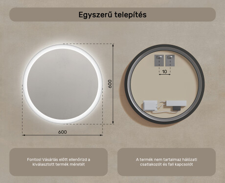 Fürdőszoba Tükör Világítással LED 60cm hideg LED színnel 7000K, meleg színnel 3000K vagy semleges színnel 4500K #7