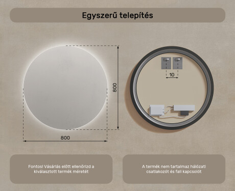 Fürdőszoba Tükör Világítással LED 80cm hideg LED színnel 7000K, meleg színnel 3000K vagy semleges színnel 4500K #7
