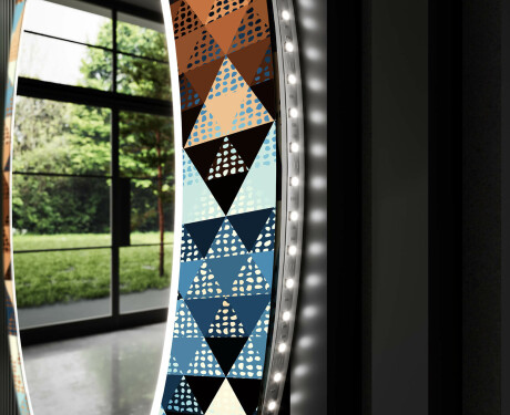 Kerek Megvilágított Dekoratív Tükör Led A Nappalihoz - Color Triangles #11