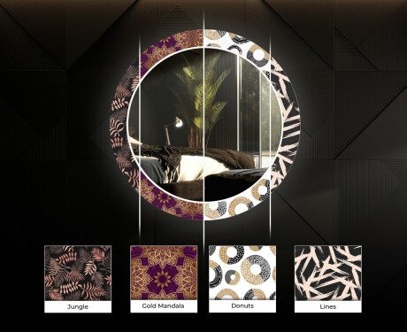 Kerek Megvilágított Dekoratív Tükör Led A Nappalihoz - Jungle #6