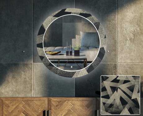 Kerek Megvilágított Dekoratív Tükör Led A Nappalihoz - Dotted Triangles