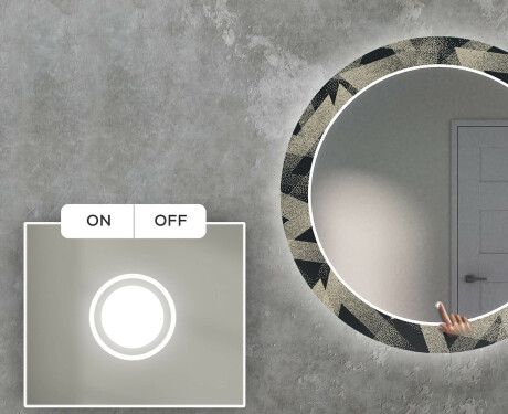 Kerek Megvilágított Dekoratív Tükör Led A Nappalihoz - Dotted Triangles #4