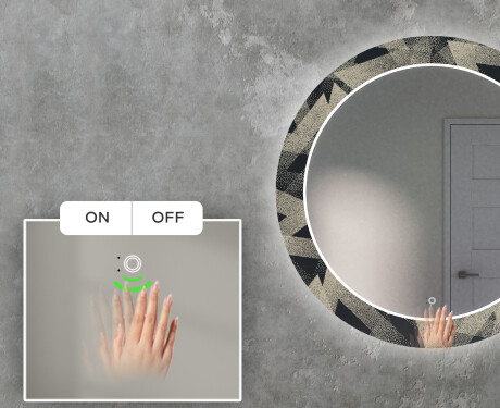 Kerek Megvilágított Dekoratív Tükör Led A Nappalihoz - Dotted Triangles #5