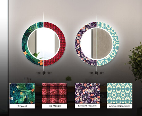 Kerek Ebédlői Dekorációs Tükör Led Világítással - Fluo Tropic #6