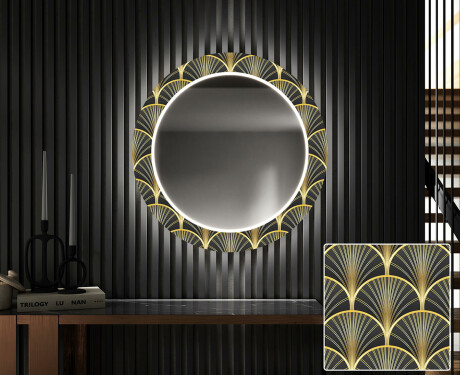 Kerek Előszobai Dekorációs Tükör Led Világítással - Art Deco #1