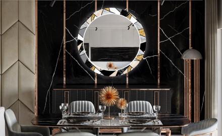 Kerek Ebédlői Dekorációs Tükör Led Világítással - Marble Pattern