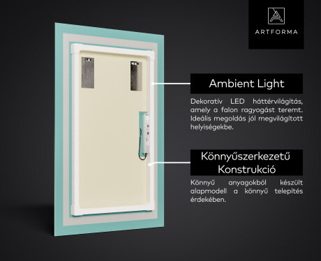 Vertikális fürdőszoba Tükör Világítással LED L15 #3