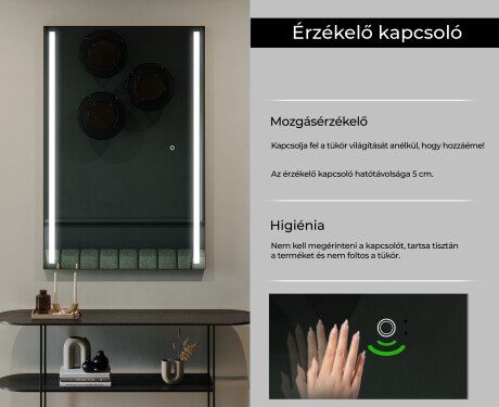 Vertikális fürdőszoba Tükör Világítással LED L02 #7