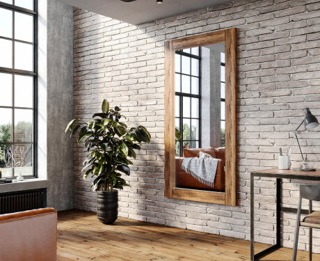 Függőleges szögletes tükör fa kerettel falra szerelhető L224