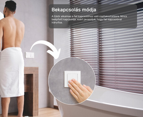 Fürdőszoba Tükör Világítással LED 50x80cm hideg LED színnel 7000K, meleg színnel 3000K vagy semleges színnel 4500K #4