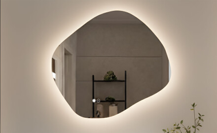 Fürdőszobai tükör világítással, kétszínű, érintőkapcsoló, fűtőszőnyeg