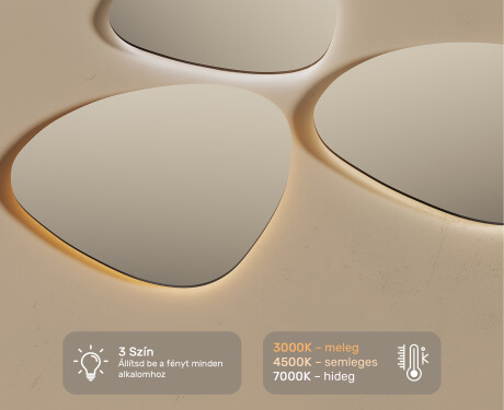 Világítással ellátott fürdőszobai tükör, két színű világítás, érintőkapcsoló, fűtőszőnyeg #3