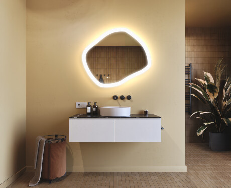 Világítással ellátott fürdőszobai tükör, két színű világítás, érintőkapcsoló, fűtőszőnyeg #9