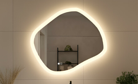 Világítással ellátott fürdőszobai tükör, két színű világítás, érintőkapcsoló, fűtőszőnyeg