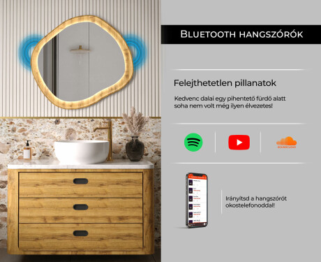 Dekoratív tükör tölgyfa keretben LED világítással #7