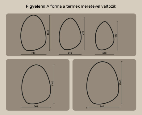 Szabálytalan tükör világítással, 64×94 cm, kétszínű, érintőkapcsoló, fűtőszőnyeg #10