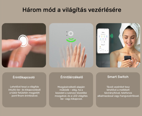 Okos LED fürdőszobai tükör Displine Apple L01 kerettel #5